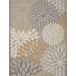 Kirklands Home Outdoor Rugs|Neutral Floral Burst Outdoor Area Rug, 7x10