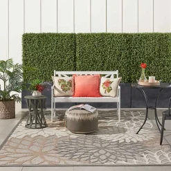 Kirklands Home Outdoor Rugs|Neutral Floral Burst Outdoor Area Rug, 7x10