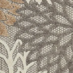 Kirklands Home Outdoor Rugs|Neutral Floral Burst Outdoor Round Area Rug, 5 ft.