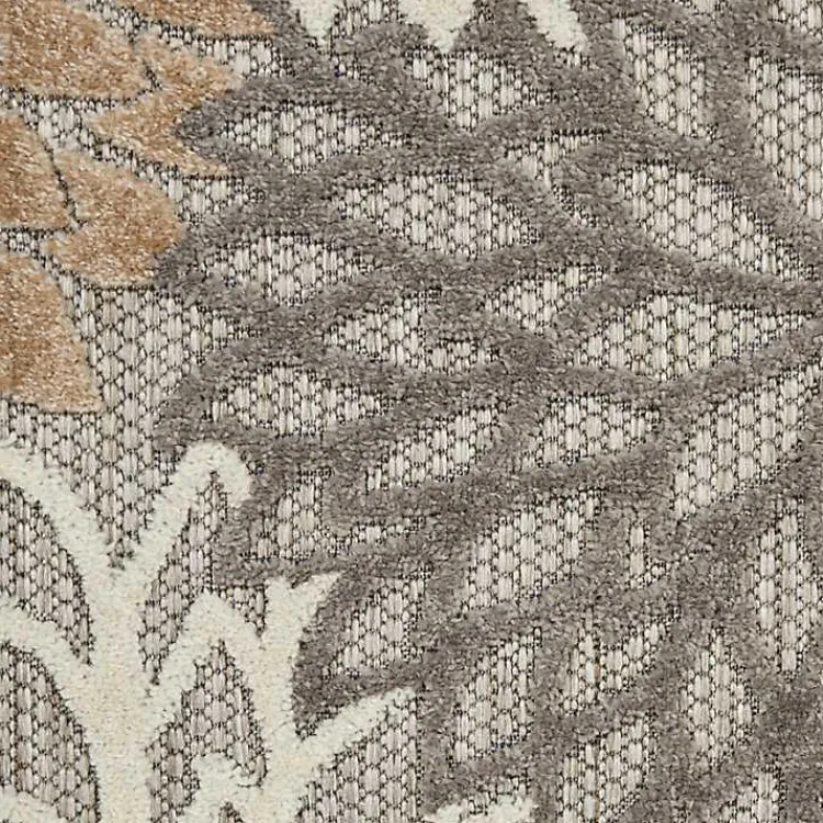 Kirklands Home Outdoor Rugs|Neutral Floral Burst Outdoor Round Area Rug, 5 ft.