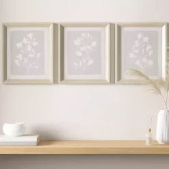 Kirklands Home Framed Art|Neutral Floral Sprigs 3-pc. Framed Art Set