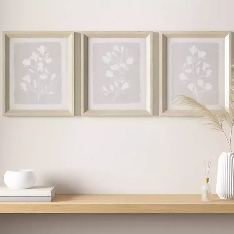 Kirklands Home Framed Art|Neutral Floral Sprigs 3-pc. Framed Art Set