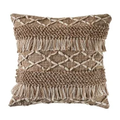 Clearance Neutral Geometric Fringe Accent Pillow Pillows