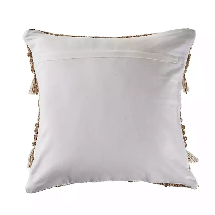Clearance Neutral Geometric Fringe Accent Pillow Pillows