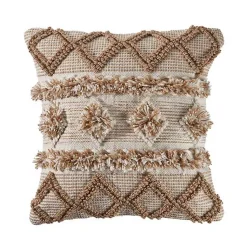 Discount Neutral Geometric Pom Pom Pillow Pillows