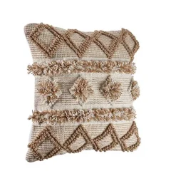 Discount Neutral Geometric Pom Pom Pillow Pillows