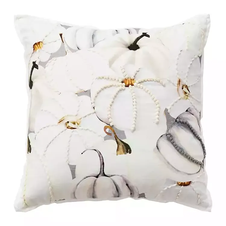 Discount Neutral Gold Pumpkins Harvest Throw Pillow Fall