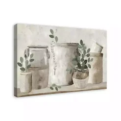 Kirklands Home Canvas Art|Neutral Greenery Pottery Canvas Art Print Gray