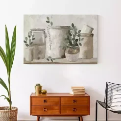 Kirklands Home Canvas Art|Neutral Greenery Pottery Canvas Art Print Gray