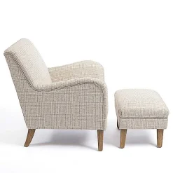 Kirklands Home Accent Chairs|Neutral Houndstooth 2-pc. Chair and Ottoman Set Tan