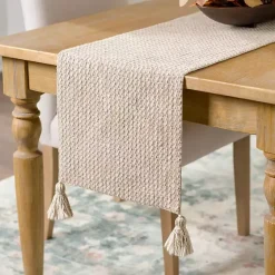 Kirklands Home Table Linens|Neutral Mottled Table Runner Tan