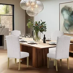 Kirklands Home Dining Chairs|Neutral Nailhead Parsons Dining Chairs, Set of 2 Multi