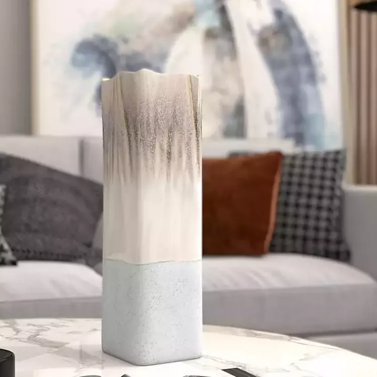 Clearance Neutral Ombre Ceramic Vase, 16 in. Vases