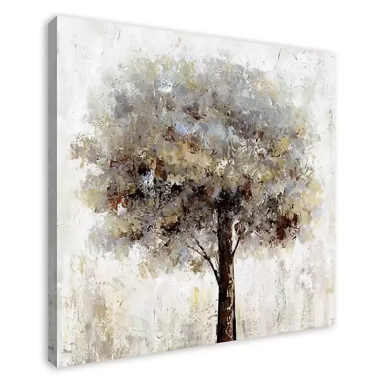 Kirklands Home Canvas Art|Neutral Painted Tree Square Canvas Art Print Tan