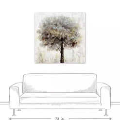 Kirklands Home Canvas Art|Neutral Painted Tree Square Canvas Art Print Tan
