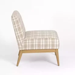 Kirklands Home Accent Chairs|Neutral Plaid Slipper Accent Chair