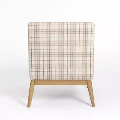 Kirklands Home Accent Chairs|Neutral Plaid Slipper Accent Chair
