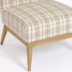 Kirklands Home Accent Chairs|Neutral Plaid Slipper Accent Chair