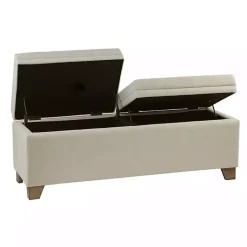 Kirklands Home Benches & Ottomans|Neutral Split Seat Jackson Storage Bench Ivory