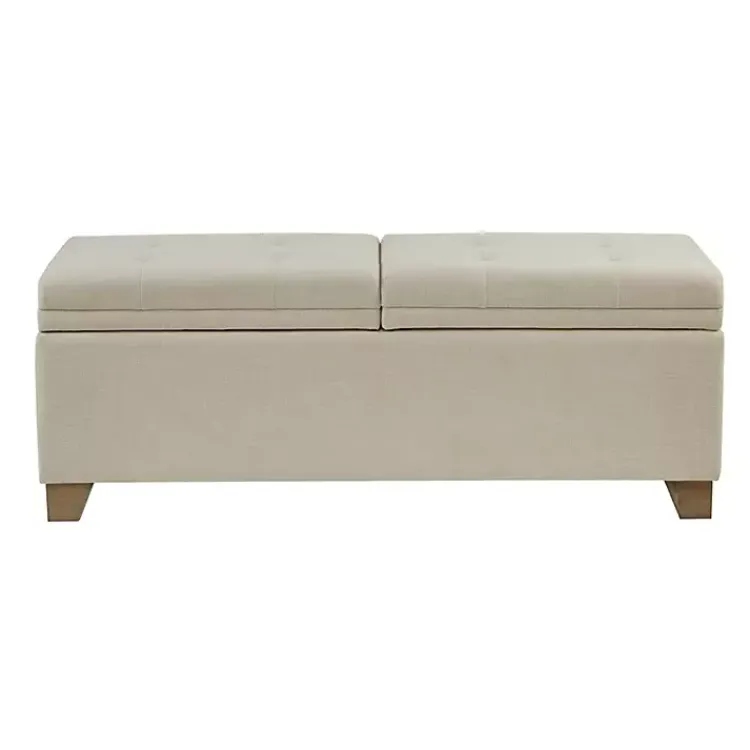Kirklands Home Benches & Ottomans|Neutral Split Seat Jackson Storage Bench Ivory
