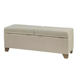 Kirklands Home Benches & Ottomans|Neutral Split Seat Jackson Storage Bench Ivory