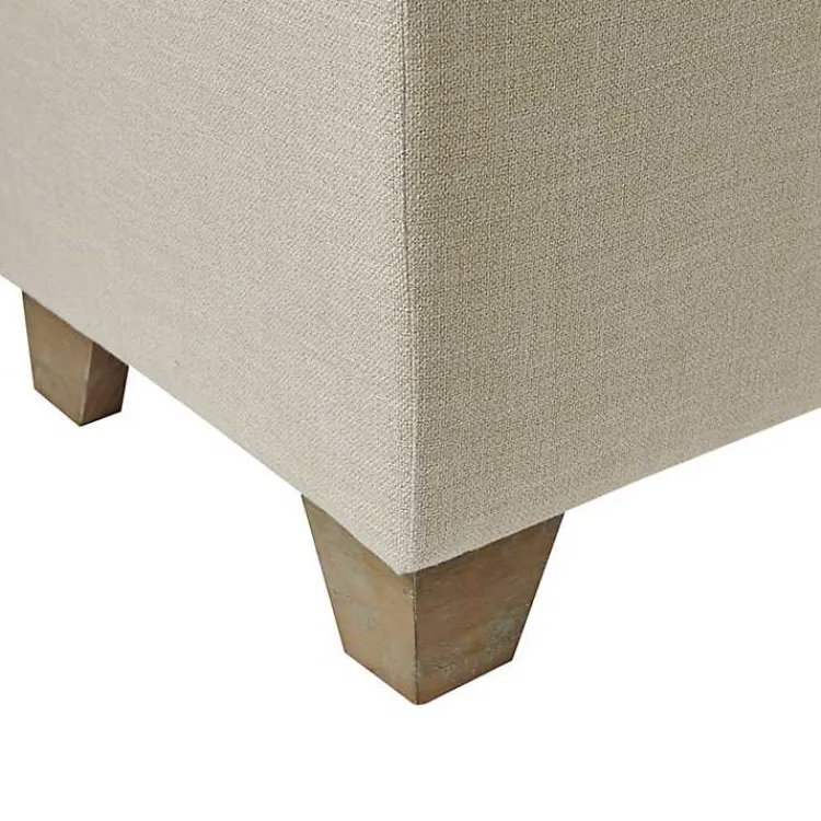 Kirklands Home Benches & Ottomans|Neutral Split Seat Jackson Storage Bench Ivory