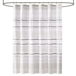 Kirklands Home Shower Curtains|Neutral Striped Boho Cotton Shower Curtain