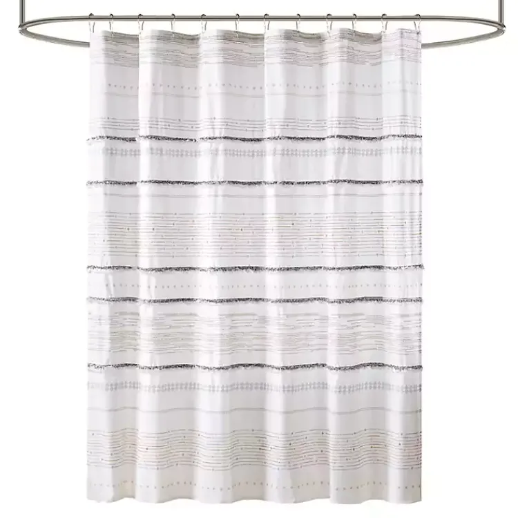 Kirklands Home Shower Curtains|Neutral Striped Boho Cotton Shower Curtain