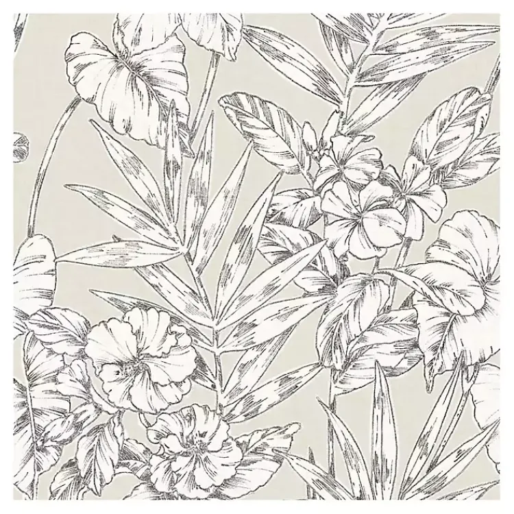 Kirklands Home Wall Murals & Wallpaper|Neutral Tropic Floral Peel & Stick Wallpaper