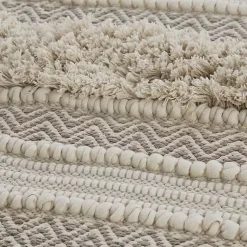 Kirklands Home Bathroom Rugs|Neutral Tufted Stripes Woven Bath Mat Brown