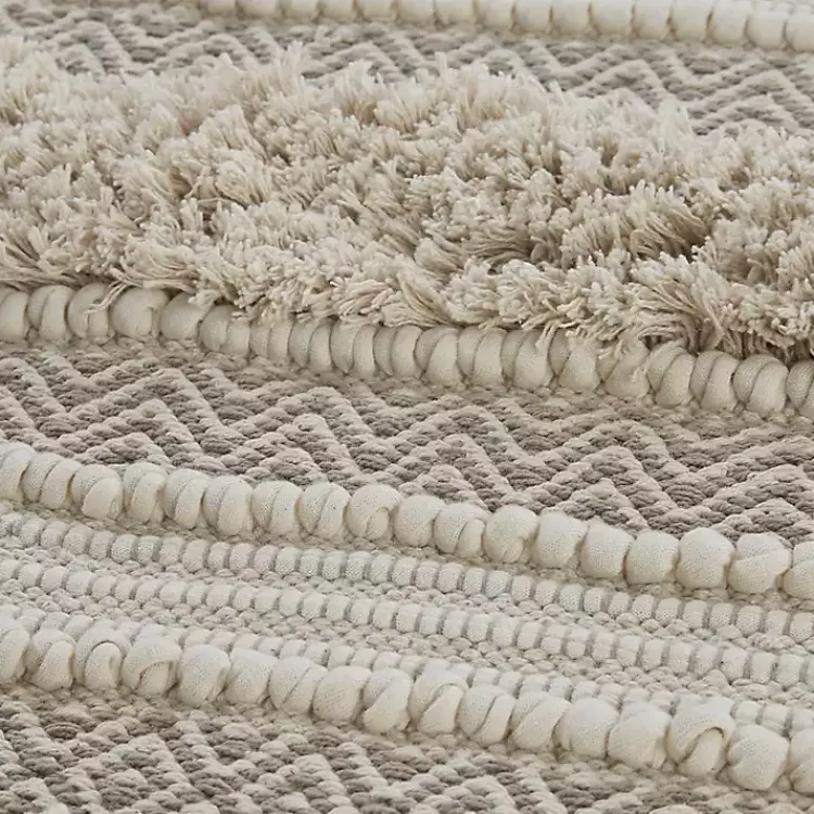 Kirklands Home Bathroom Rugs|Neutral Tufted Stripes Woven Bath Mat Brown