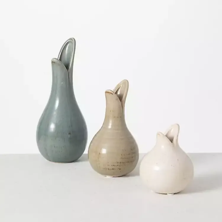 Discount Neutral Tulip Bulb Vases, Set of 3 Vases