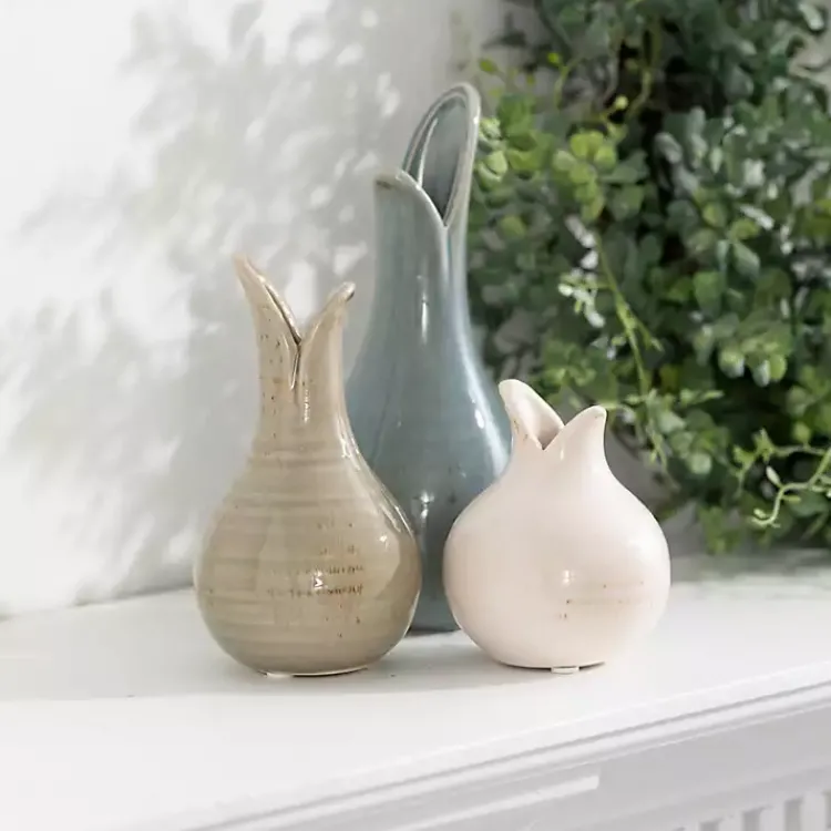 Discount Neutral Tulip Bulb Vases, Set of 3 Vases