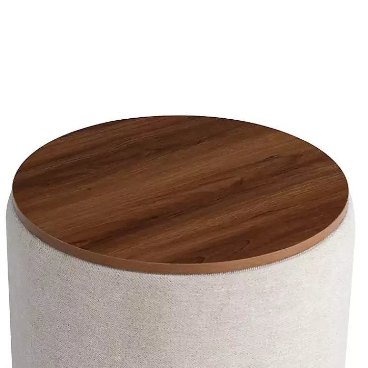 Kirklands Home Benches & Ottomans|Neutral Upholstered Nesting Ottomans, Set of 2 Ivory