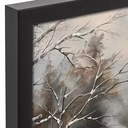 Outlet Neutral Winter Log Cabin Framed Canvas Art Print Christmas Art & Wall Decor