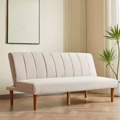 Kirklands Home Sofas & Loveseats|Neutral Woven Channel Convertible Sofa Tan