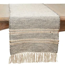 Kirklands Home Table Linens|Neutral Woven Tassel Table Runner