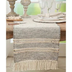 Kirklands Home Table Linens|Neutral Woven Tassel Table Runner