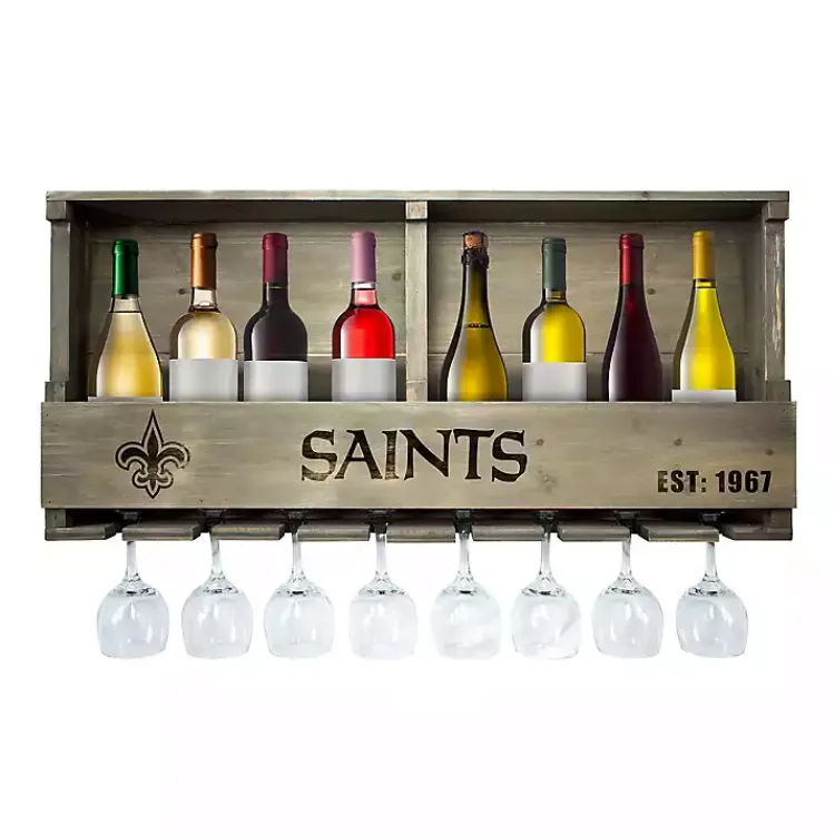 Kirklands Home Shelves|New Orleans Saints Reclaimed Wood Bar Shelf Gray