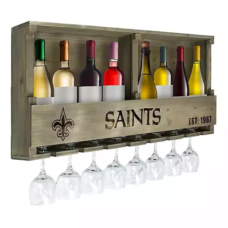 Kirklands Home Shelves|New Orleans Saints Reclaimed Wood Bar Shelf Gray