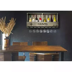 Kirklands Home Shelves|New Orleans Saints Reclaimed Wood Bar Shelf Gray