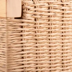 Kirklands Home Entryway Furniture|Newport Natural Wood and Rattan Bench with Shelf Brown