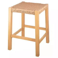 Kirklands Home Bar Stools & Counter Height Stools|Newport Natural Wood and Rattan Counter Stool Brown