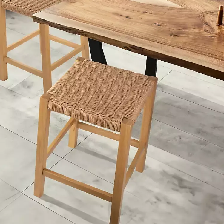 Kirklands Home Bar Stools & Counter Height Stools|Newport Natural Wood and Rattan Counter Stool Brown