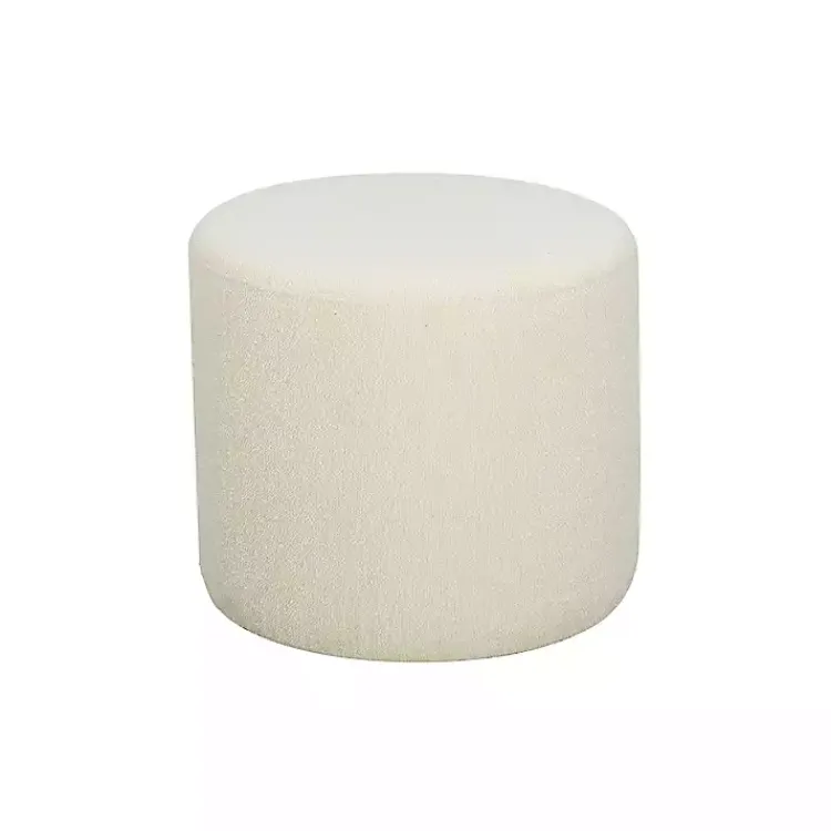 Kirklands Home Benches & Ottomans|Newton Boucle Cylinder Ottoman Ivory