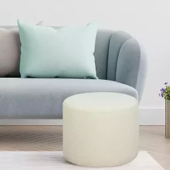 Kirklands Home Benches & Ottomans|Newton Boucle Cylinder Ottoman Ivory