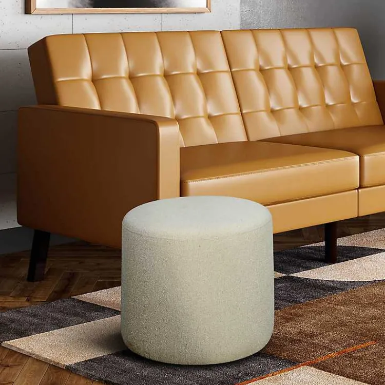 Kirklands Home Benches & Ottomans|Newton Boucle Cylinder Ottoman Ivory