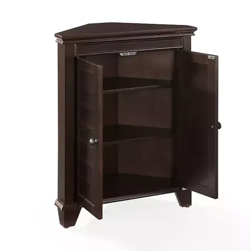 Kirklands Home Bathroom Furniture|Nikki Dark Wooden Corner Cabinet Brown