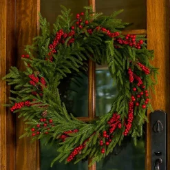 Outlet Norfolk Pine Red Berry Christmas Wreath Christmas Wreaths