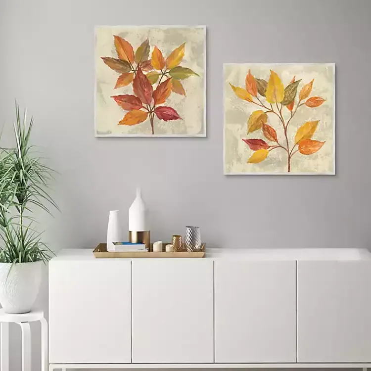 Discount November Leaves Framed Canvas Art Print, Set of 2 Fall